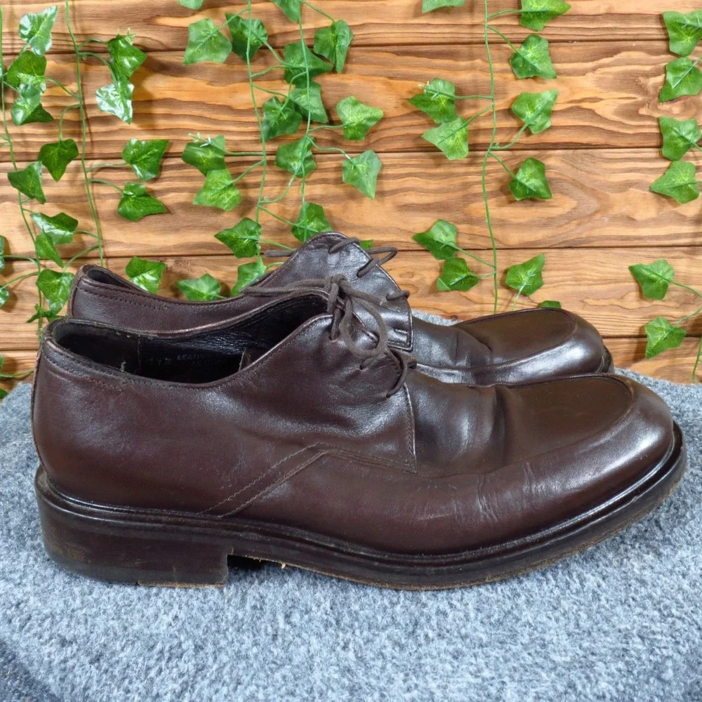 Bachrach Apron Toe Mens Derby Shoes Size 11.5 Business Formal Brown Leather‎